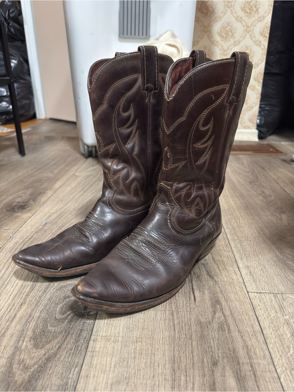 Vintage Leather Cowboy Boots - Brown